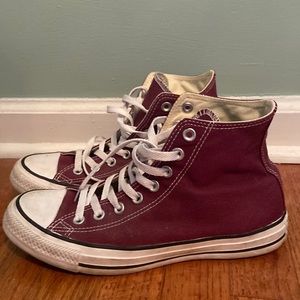 Maroon/Purple Converse High Tops size 7/9